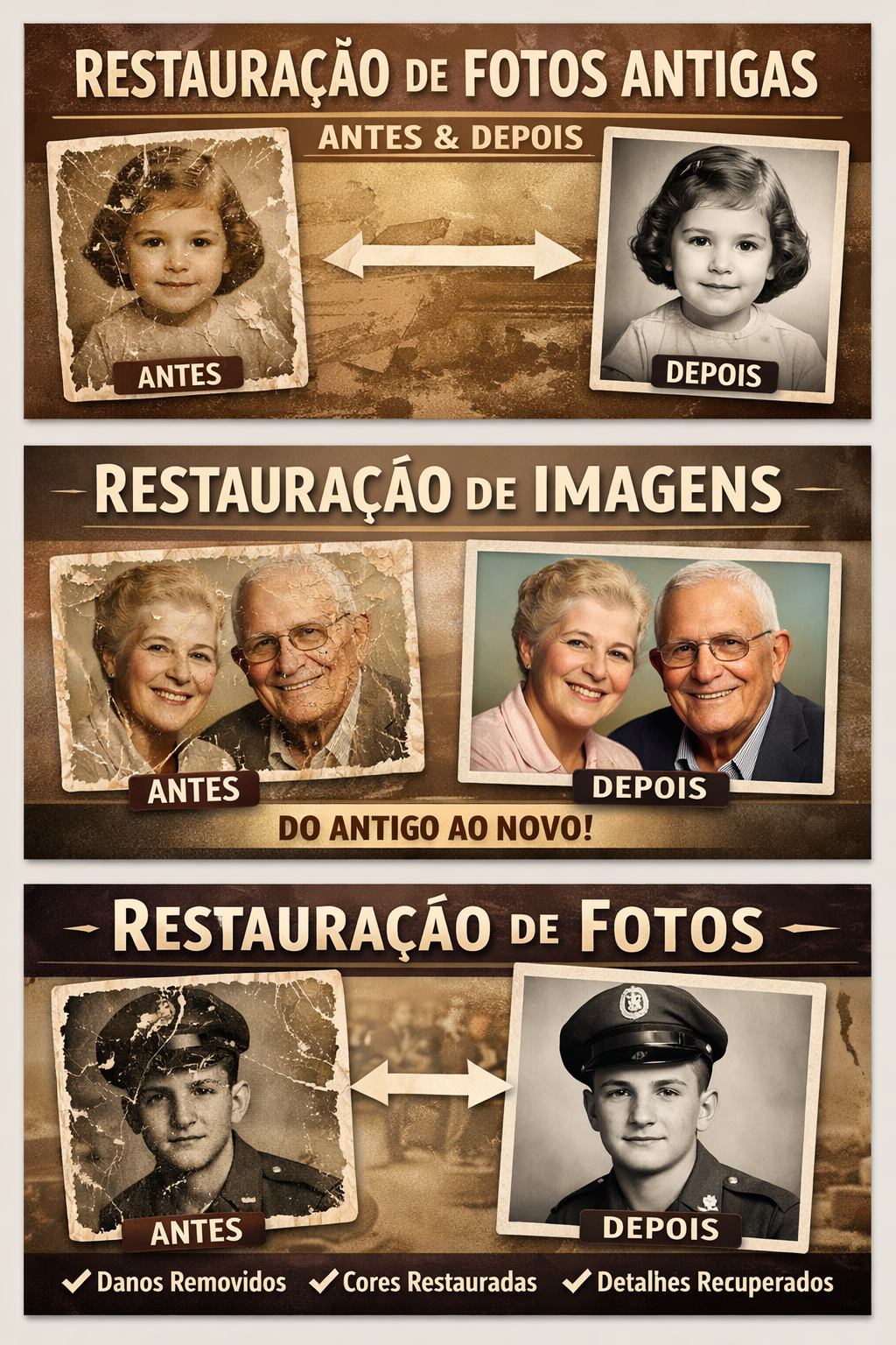 Foto restaurada com acabamento refinado